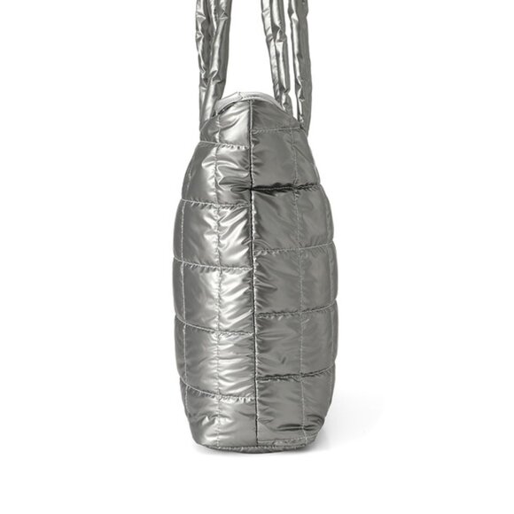 Quilted Puffer Tote - Silver - Double Handle- XL- Lightweight -NWT - Picture 5 of 9